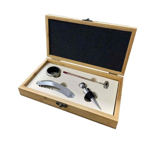 Set Vino x4 Caja Bambu