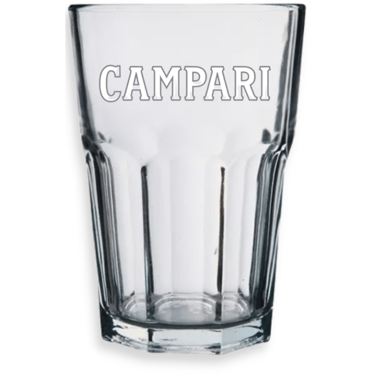 Vaso Campari de vidrio grueso con logo oficial | venta unitaria | ideal para cócteles clásicos
