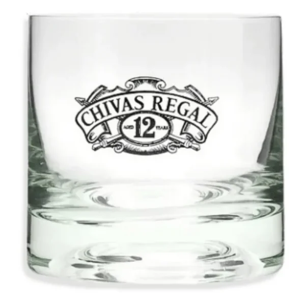 Vaso Chivas de vidrio grueso con logo grabado | pack x12 | venta mayorista Argentina