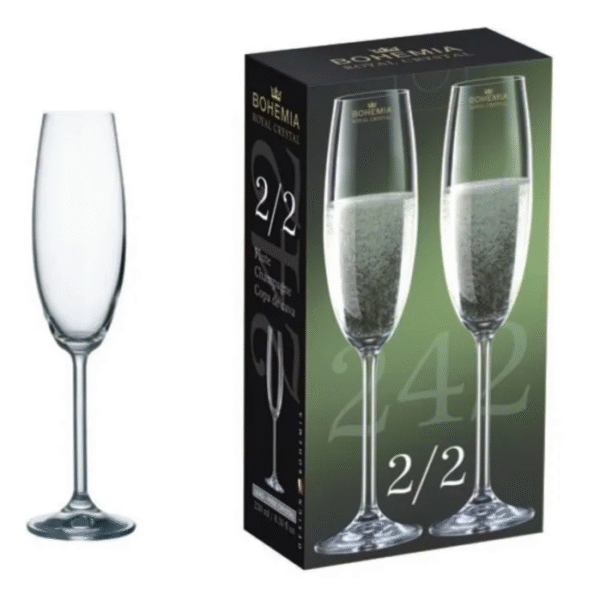 Two pack Copa Fiora Champagne 230ml Crystal Bohemian en caja full color
