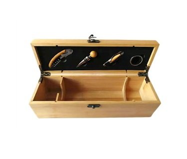 Caja porta vino con Accesorios x4 Bambu